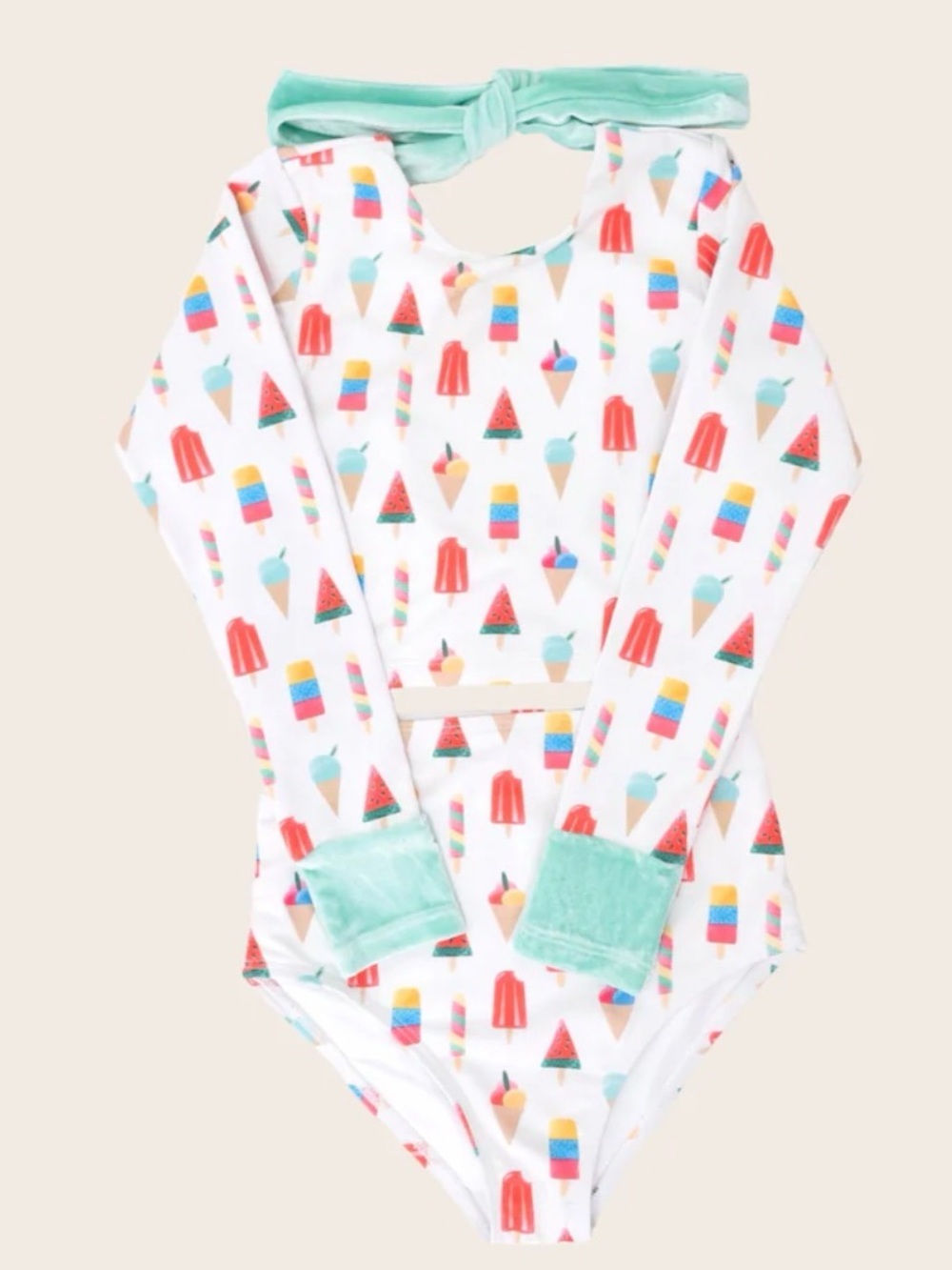 Saint Ida Coney Is Popsicle Two Piece Rashgaurd Swimsuit Sz 7